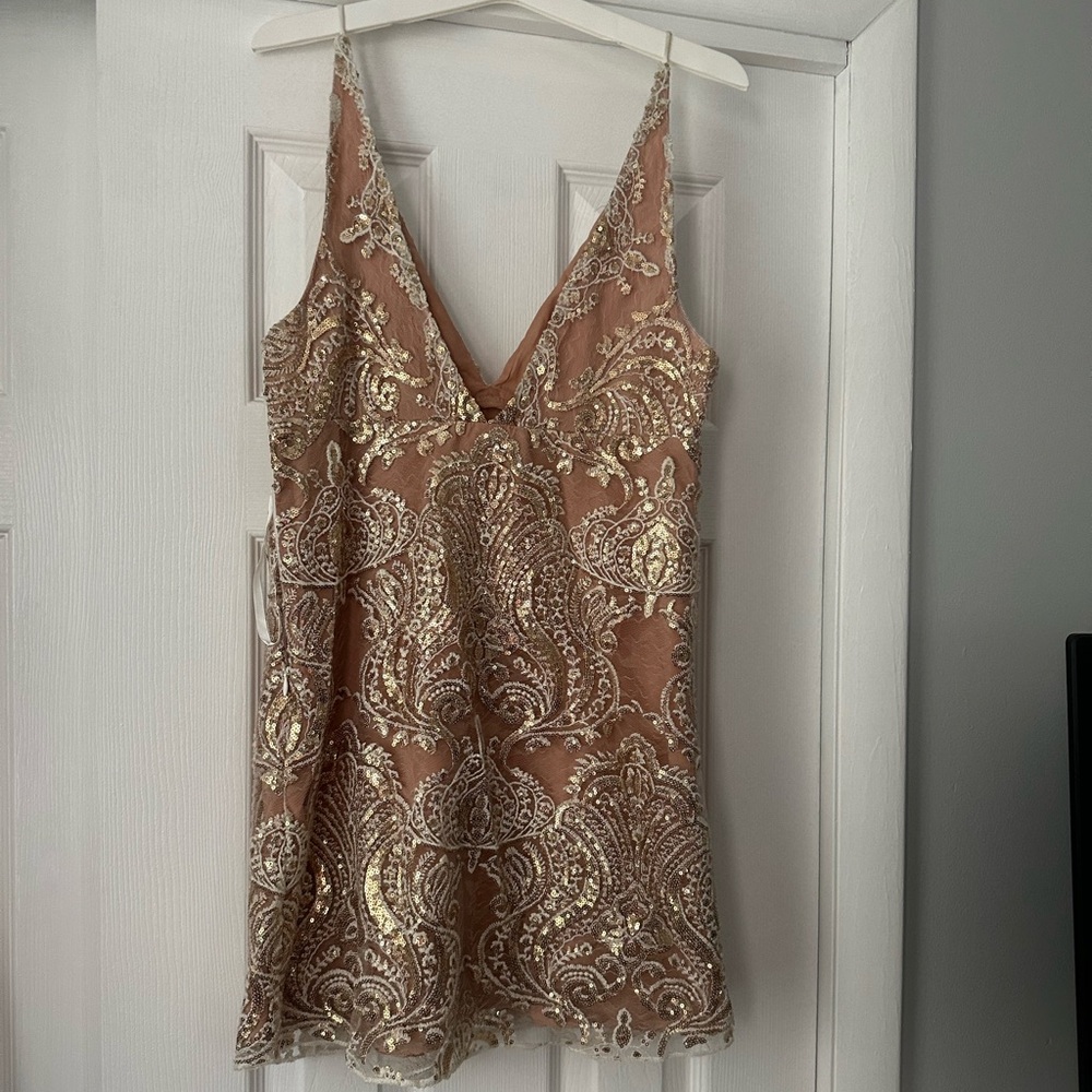 Gold sequined free people mini dress